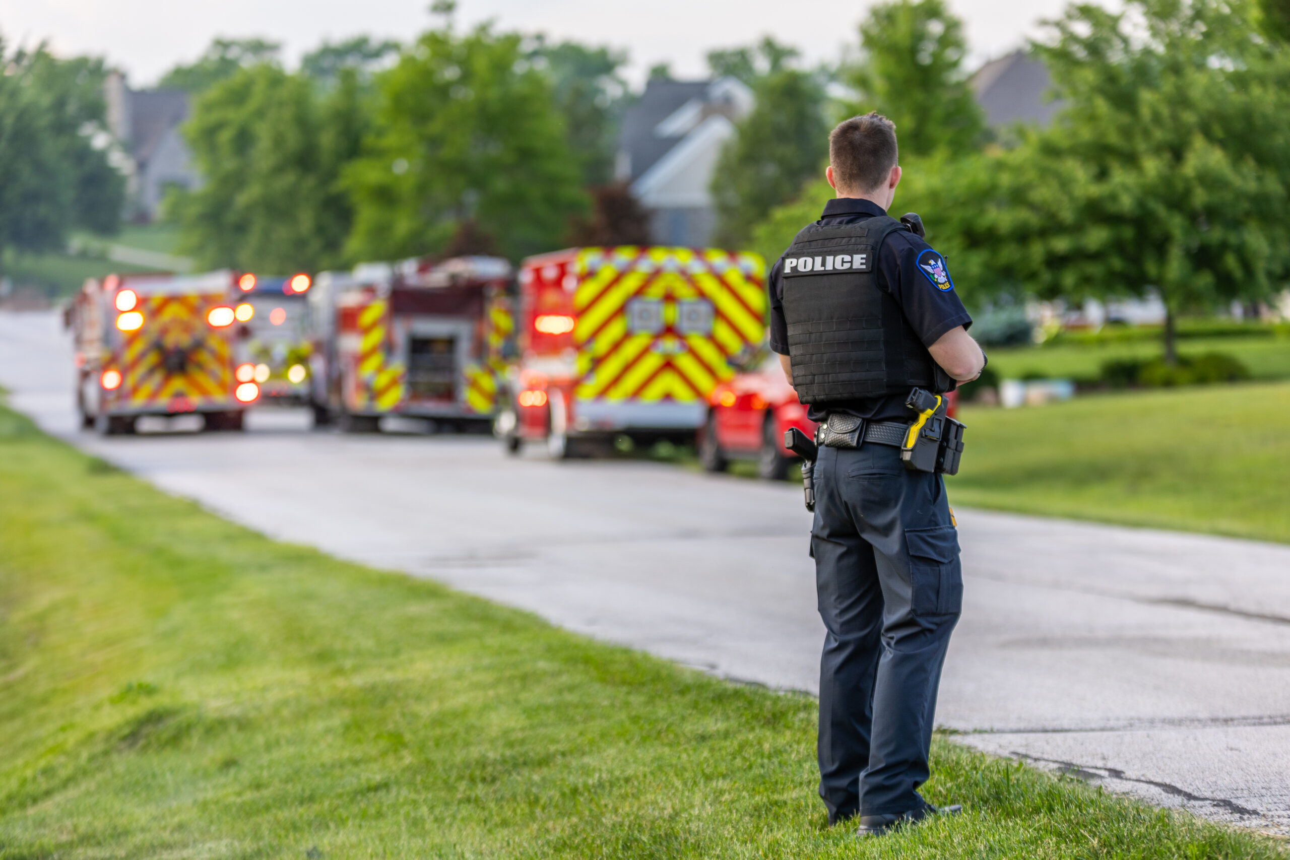 First responder arrives on the scene.