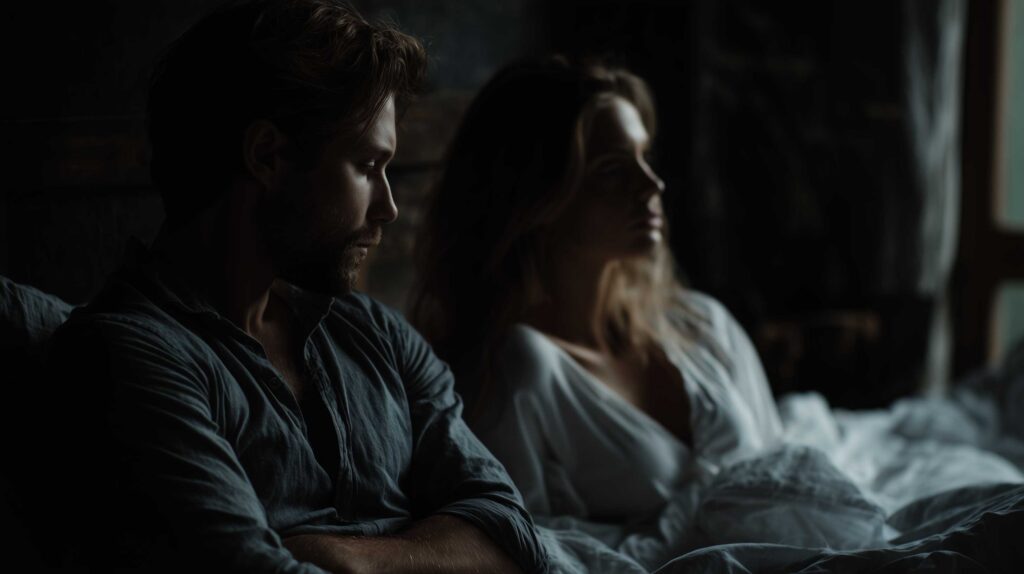 Couple experiencing emotional distance in bed