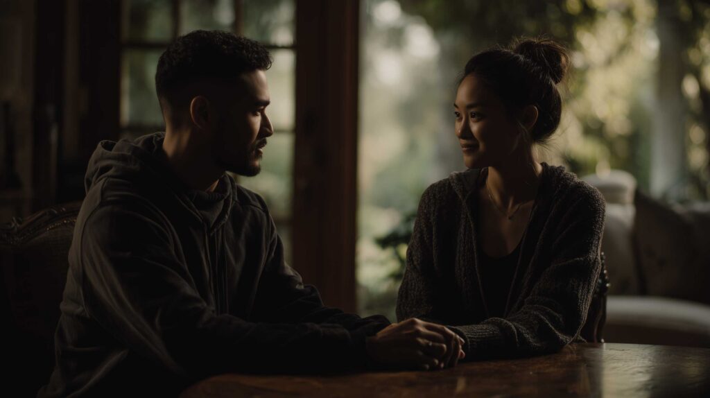 Couple reconnecting through honest communication