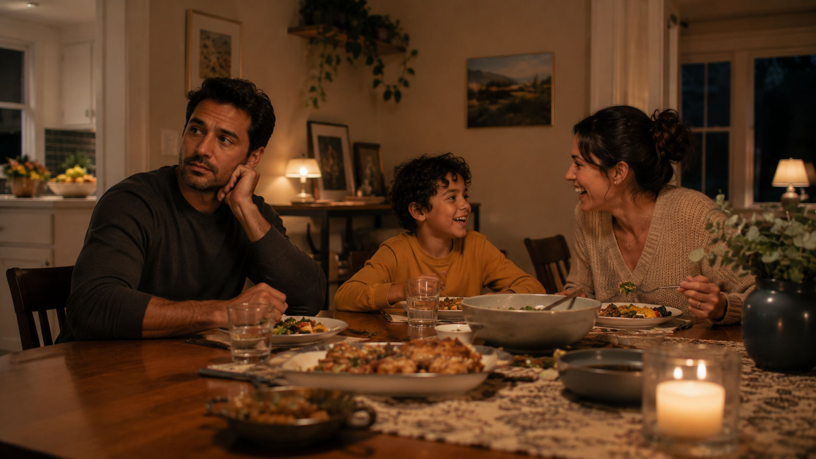 Distracted-Man-at-Dinner-Table