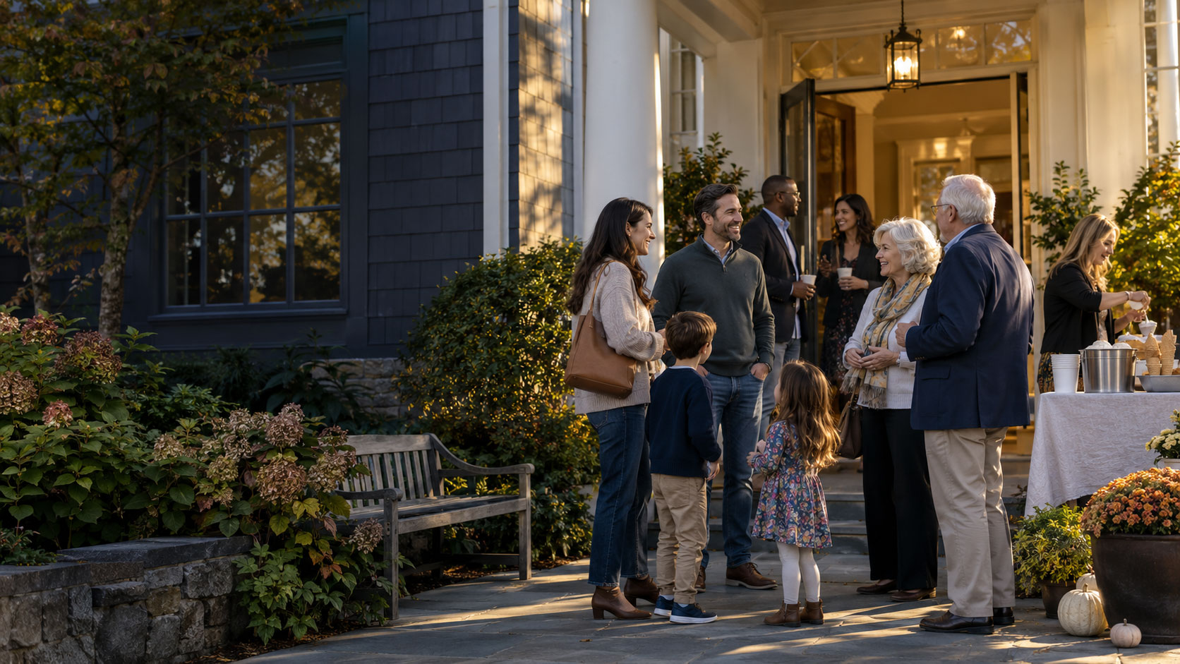 Neighbors gather in community at an open house.